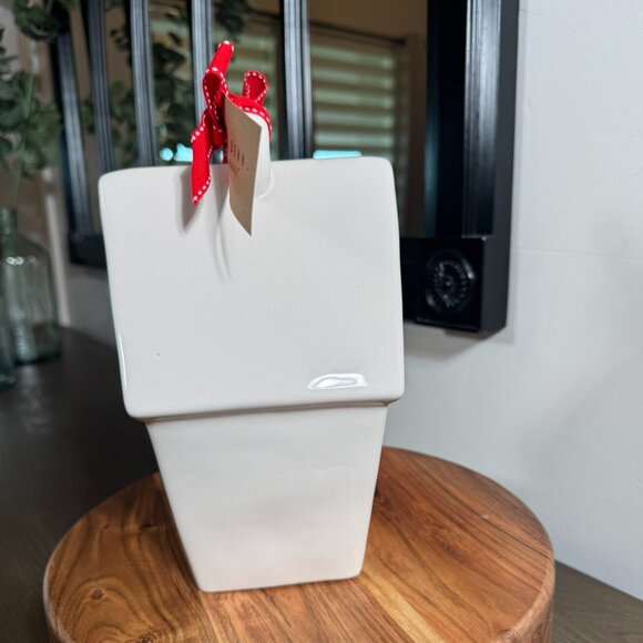 Rae Dunn “HOME” Ceramic Birdhouse with Red Ribbon — Farmhouse Decor - Picture 3 of 9